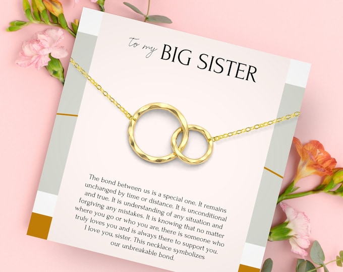 Big sister Necklace jewelry gift • Sister birthday necklace gift • To my big sister from sister necklace • Interlocking Circles necklace