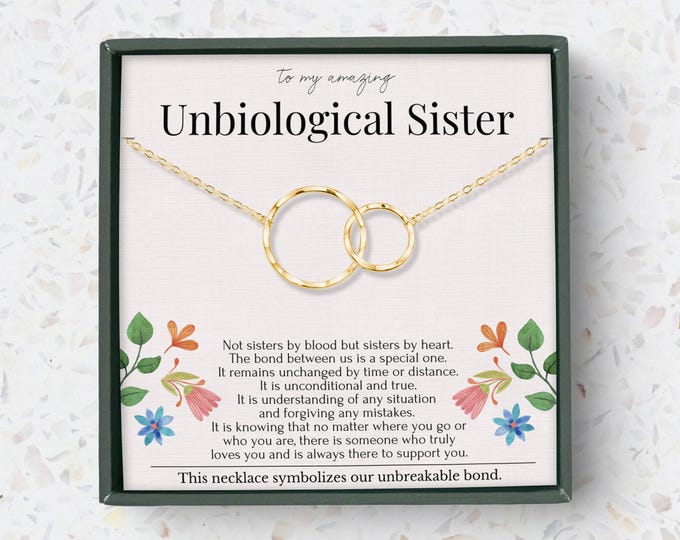 Unbiological Sister Necklace Gift | Friendship Necklaces Silver and Gold | Soul Sister Jewelry | Sentimental Gifts for Best Friend