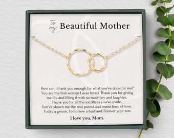 Gift for mom from son on wedding day • Mother of the groom gift from groom • Necklace for mom from son wedding • Gift box
