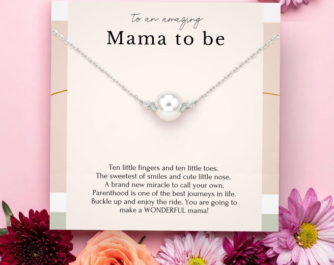 First Time Mom Gift Necklace with Freshwater Pearl, Mommy Necklace, New Mom & Pregnancy Gift Ideas, Motherhood Jewelry