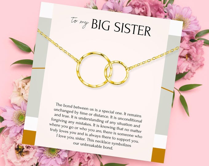 Big sister Necklace jewelry gift • Sister birthday necklace gift • To my big sister from sister necklace • Interlocking Circles necklace