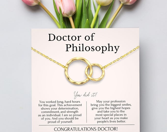 Doctor of Philosophy Graduation & Congratulations Gift for Her, PhD Gift for Doctor, Philosophy Student, Doctorate Necklace Sterling Silver