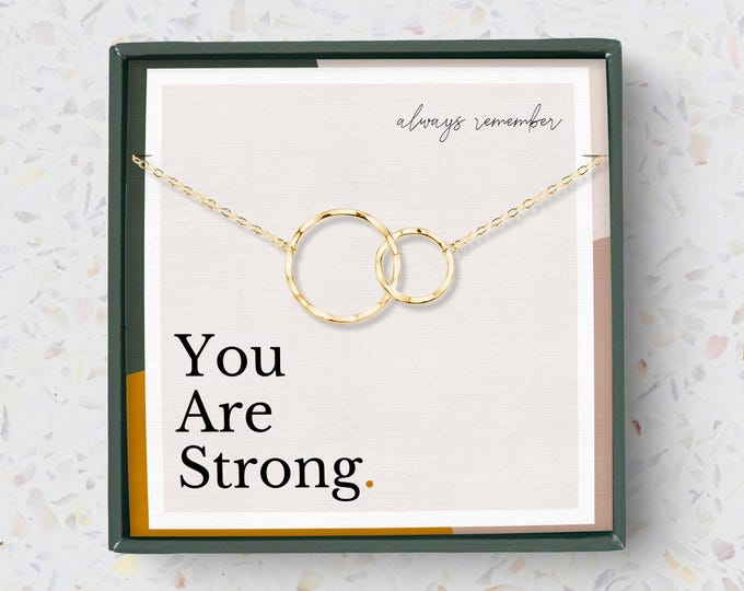 New Beginnings Encouragement Necklace, Strength Jewelry Gift for Women, Interlocking Circles Sterling Silver or 14k Gold Vermeil