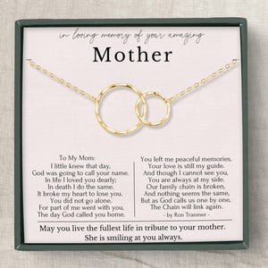 Loss of Mother Necklace Gold – Memorial Jewelry for Daughter | Sympathy Gift for Grieving Daughter | 2 Ring Remembrance Jewelry