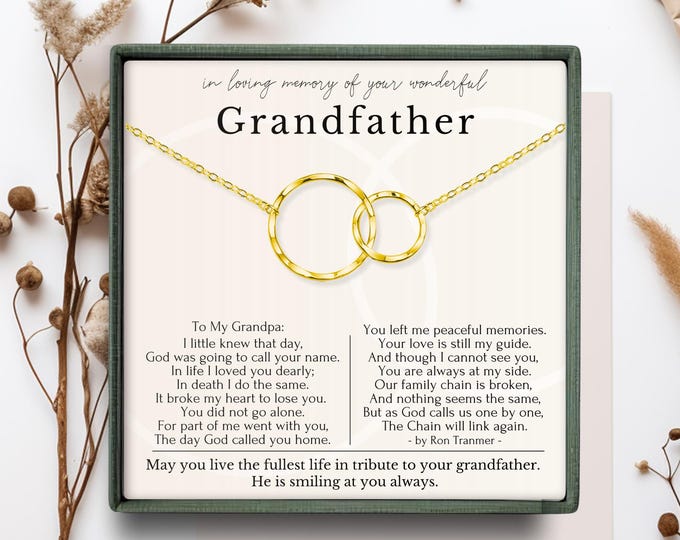 Loss of Grandpa necklace gifts, Loss of grandfather necklace, In Memory of Grandpa, Grandpa keepsake gift necklace
