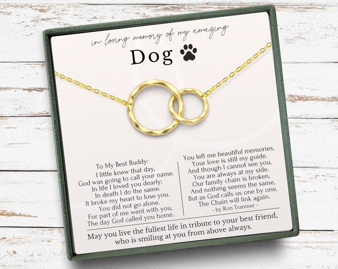 Loss of Dog gift necklace, Pet loss gift, Dog loss gift, Memorial necklace, Eternity Circles necklace  or Sterling Silver