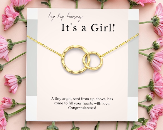 It's a Girl Necklace gift for mom, Baby Girl shower gift, New Mom Gift, Gift for New Baby, Newborn Gift, Sterling Silver