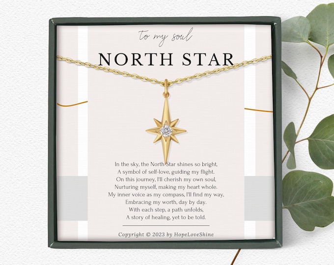 Encouragement gift • Divorce gift for women • North Star necklace • Sobriety gift for her • Inspirational gift • Recovery Gift jewelry