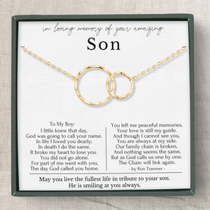 Loss of Son Gifts, Son Memorial necklace, Loss of Son sympathy gift, Condolence Gift, Broken Chain Poems, Eternity Circles