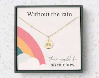 Rainbow Baby Gifts for Mom, Without the Rain There would be no rainbow necklace, Encouragement gifts for her, Strength gifts necklace