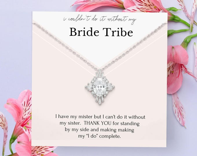 Bridesmaid Gift Necklace & Earring Set | Antique Crystal Diamond Necklace | Thank You Jewelry Wedding Party | Sisterhood Wedding Keepsake