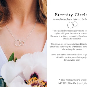 Celebrate your sisterhood bond with our soul sister gift. This Eternity Circles Necklace symbolizes an everlasting bond between your hearts, made from sterling silver. It is a perfect birthday present for your closest companion.