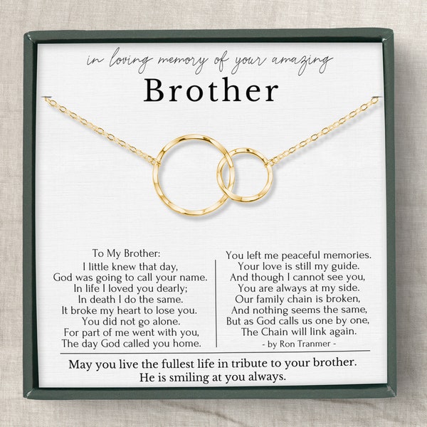 Loss of Brother Gifts, Loss of brother poem gift, Loss of Brother necklace, Condolence Gift, Brother keepsake,  necklace