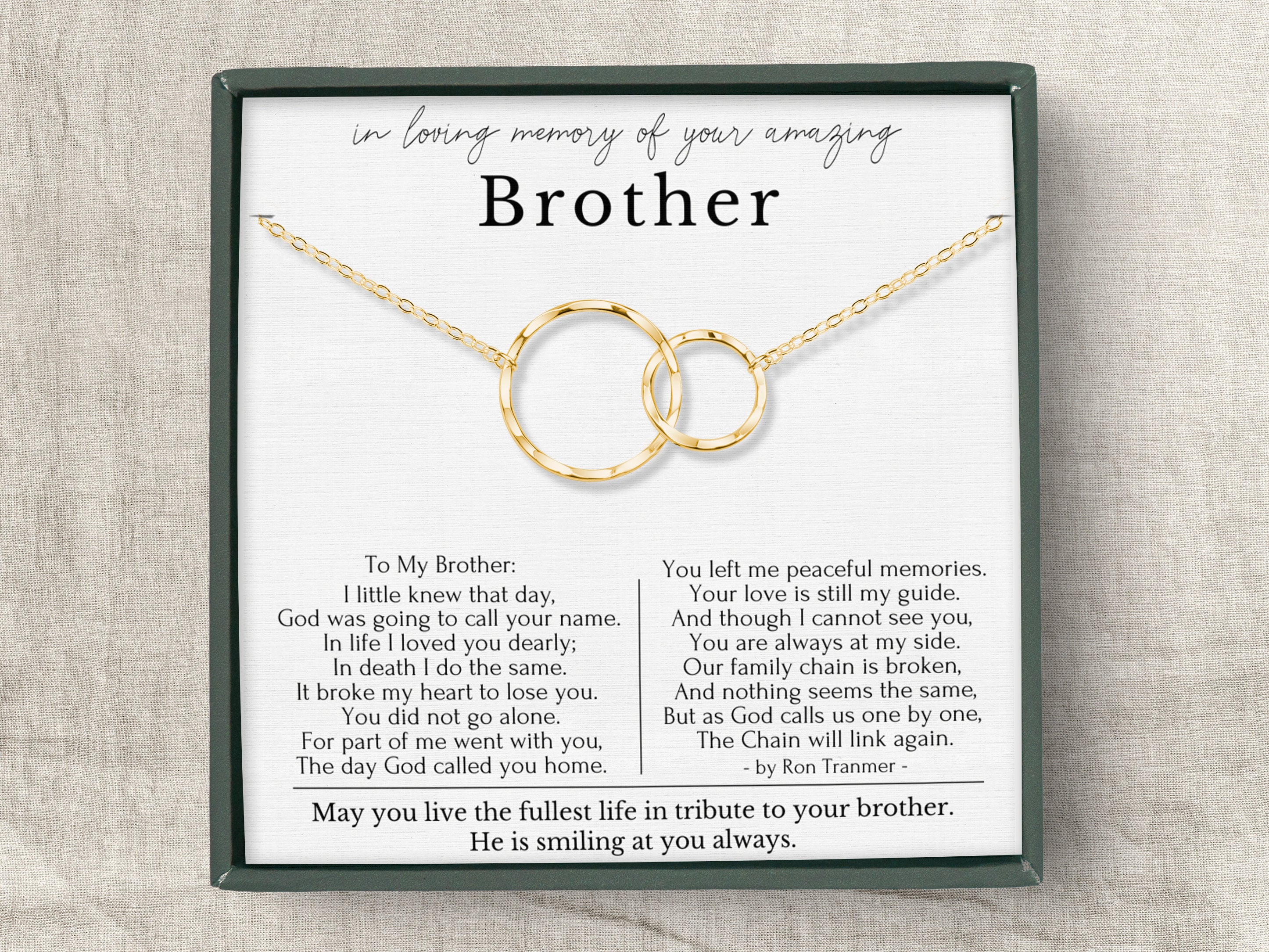 to My Brother to My Little Brother Gifts Set Necklace for Men Message Card Gift Set for Brother Birthday Christmas Gifts for Him