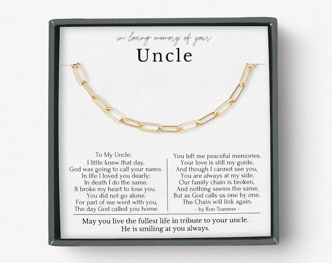 Loss of Uncle gift, Uncle remembrance necklace gift, Sympathy gift  chain