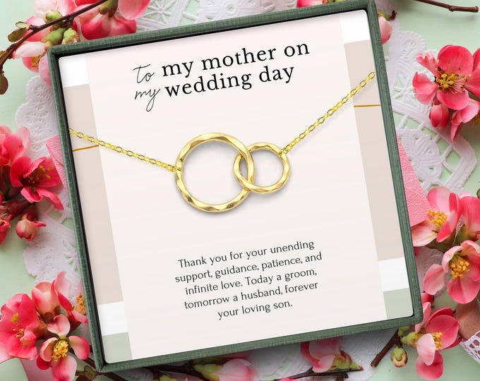 Gift for mom from son on wedding day • Mother of the groom gift from groom • Necklace for mom from son wedding • Sterling silver circle