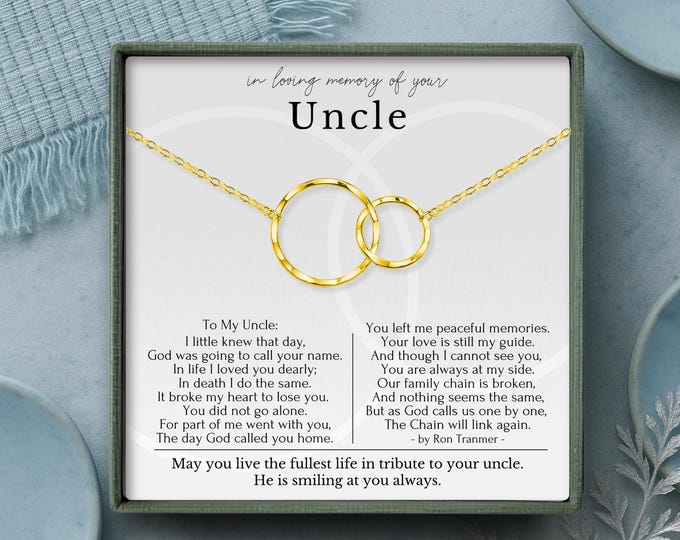 Loss of uncle gift | Uncle memorial gift | Memorial necklace for uncle | Bereavement jewelry for woman | gifts for loss of loved one