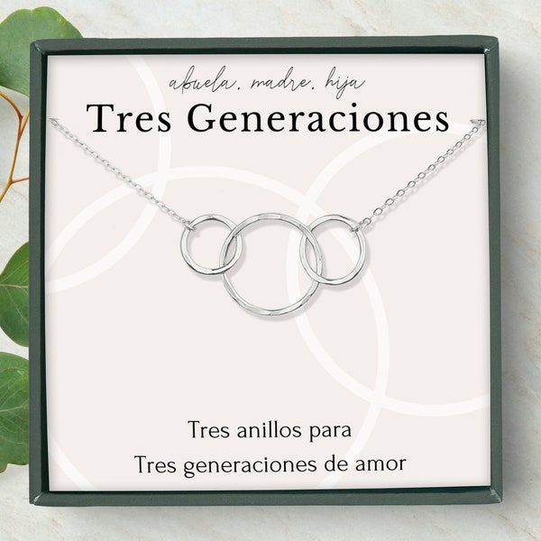 Collier de tres generaciones madre hija abuela collar de 3 círculos regalo regalo del día de la madre para abuela