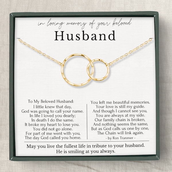 Loss of Husband Gift, Sympathy gift loss of Husband, Husband Remembrance necklace, Broken Chain poem  or Sterling Silver
