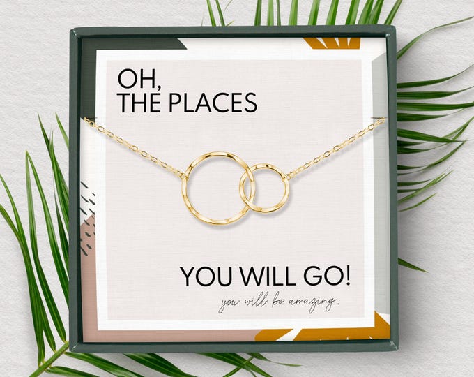 Graduation necklace gift for her, Oh the places you'll go, Gift for new job, Going away gift for woman, New beginnings necklace