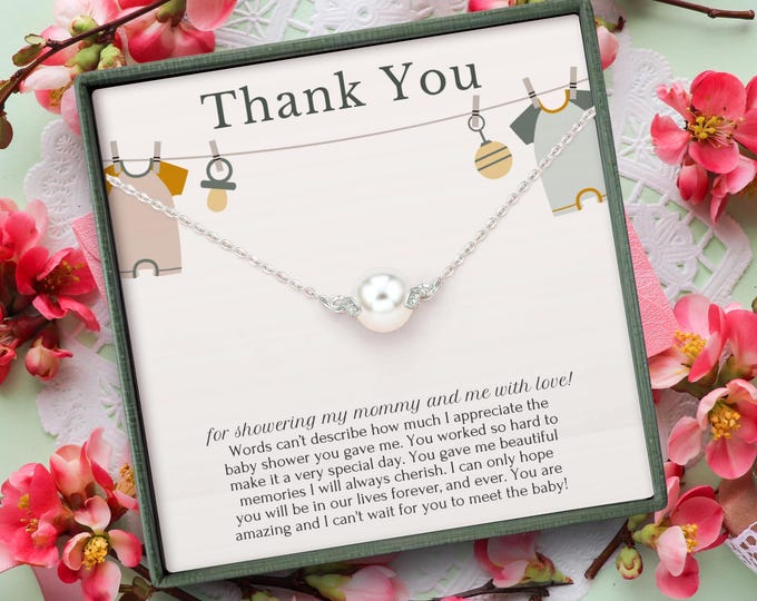 Sterling Silver Necklace for Her - Gift for Hostess, Thank You Gift for Baby Shower Hostess, Unique Hostess Gift Ideas