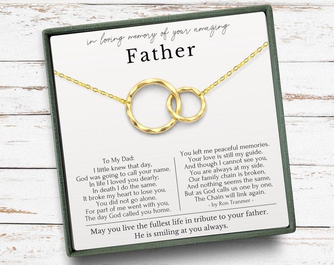 Loss of Father gift necklace, Sympathy gift loss of father, father passed away gift, interlocking circles  or Sterling Silver