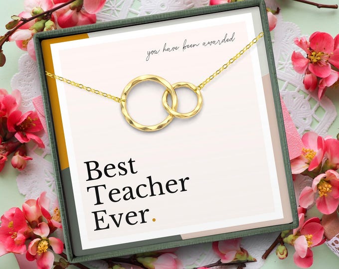 Teacher Gift Necklace | Thank You Teacher Gift for Retirement & Graduation | Teacher Appreciation Week Present Ideas From Student