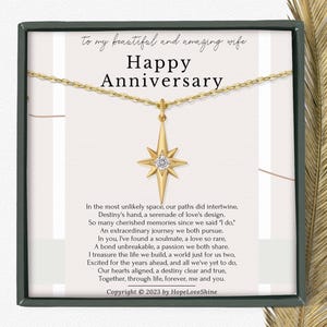 Regalo de aniversario para esposa / Regalo de aniversario de bodas para ella / Joyería para el 25.º y 50.º aniversario con tarjeta / Collar de aniversario de plata