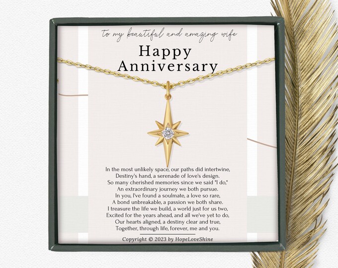Anniversary Gift for Wife | Wedding Anniversary Gift for Her | 25th 50th Anniversary Jewelry with Card | Silver Anniversary Necklace