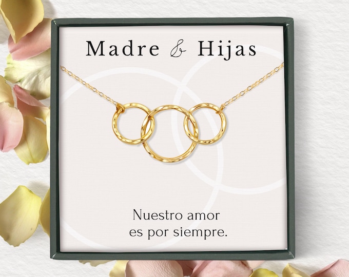 Mother and Daughters Necklace Gift | Día de la Madre, Cumpleaños, Navidad | Collar de Madre e Hijas | Spanish Language | Joyería Español
