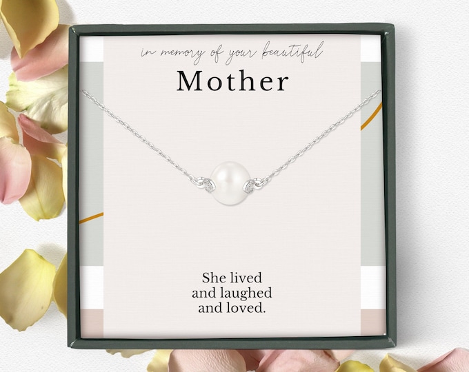 Loss of Mom Gift Necklace | Sympathy Jewelry for Daughter | Mother Remembrance — Sterling Silver Interlocking Circles Condolences Card