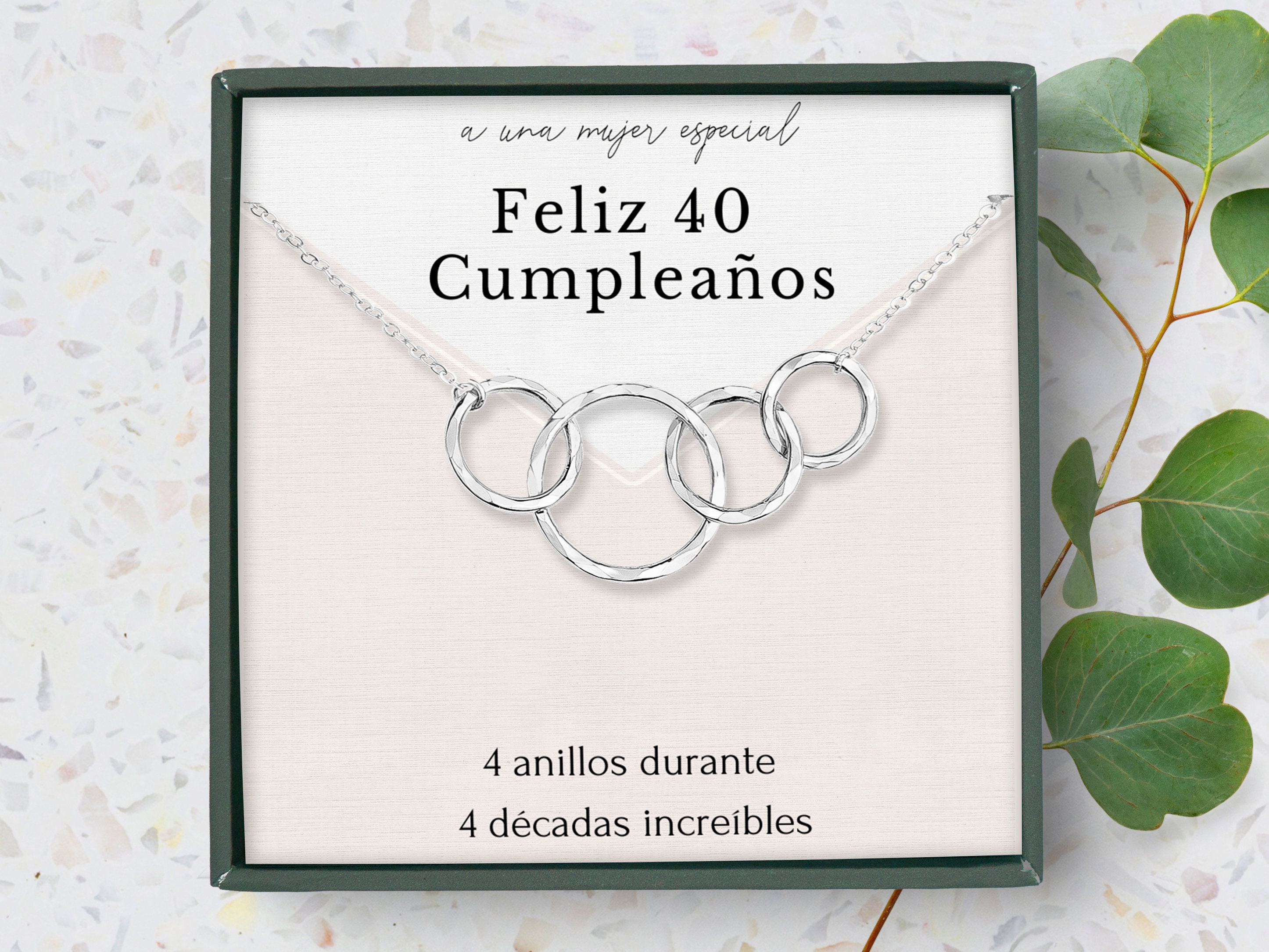 SOLINFOR Regalos de cumpleaños número 40 para mujer, collar de plata de  ley, cuatro perlas para ella, 4 décadas, idea de regalo de joyería de 40  años