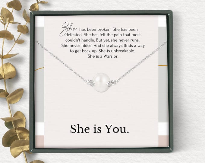 IVF Gift for Her | Cancer Patient Present | Pearl Necklace | Miscarriage Gift for Women | Infertility, Encouragement, Strength Jewelry