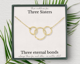 Zusters ketting voor 3 | Zustercadeau van zusterverjaardag | Grote zus zusje ketting | Drie zussen sieraden cadeau | 3 ringen ketting