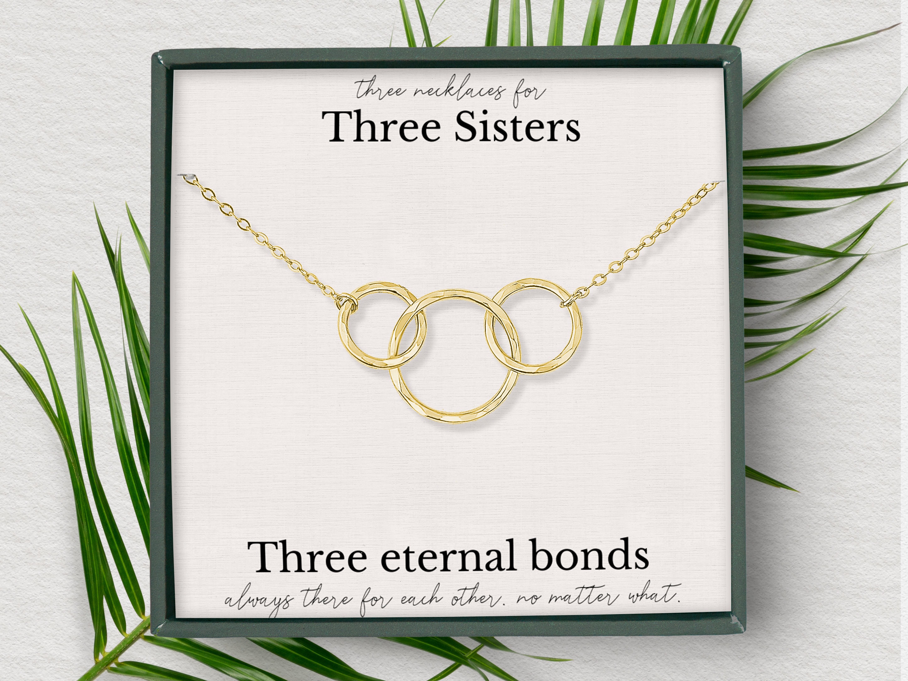 Sisters necklace for 3 Sister gift from sister birthday Big sister little sister necklace Three sisters Jewelry Gift 3 ring necklace