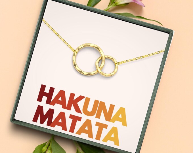 Hakuna Matata Necklace Sterling Silver – Motivational Jewelry, Daily Inspirational Gift for Her, Encouragement & Get Well Soon