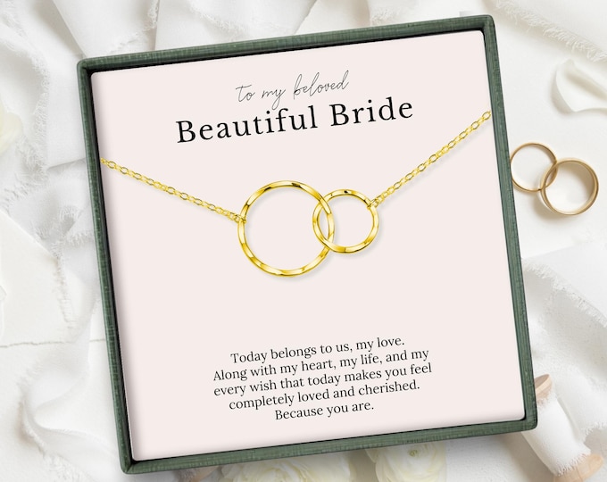 Bride Necklace Wedding Day Gift from Groom | Romantic Jewelry with Message Card | Wedding Keepsake for Bride In Gold or Silver