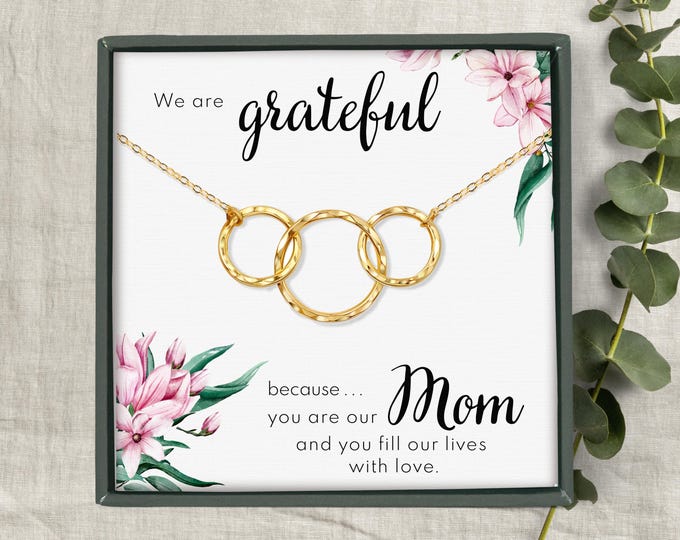 Gift for mom from both of us• gift for mom with 2 kids  • Christmas gift • Necklace for mother from two children • Jewelry from son daughter