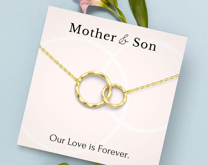 Gift for Mom from Son, Mother and Son Necklace, Mothers Day Jewelry Gift from Son, Sterling Silver 14k Gold Vermeil
