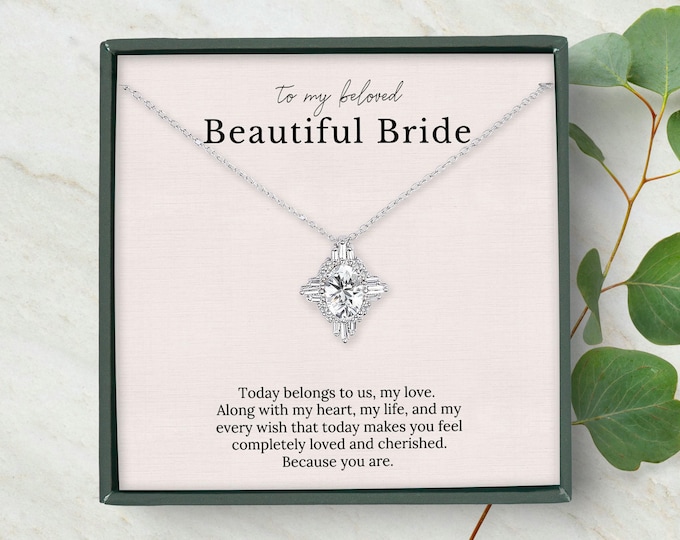 Necklace Earring gift set for bride • Antique style vintage inspired bridal necklace earring • Crystal clustered round diamond necklace