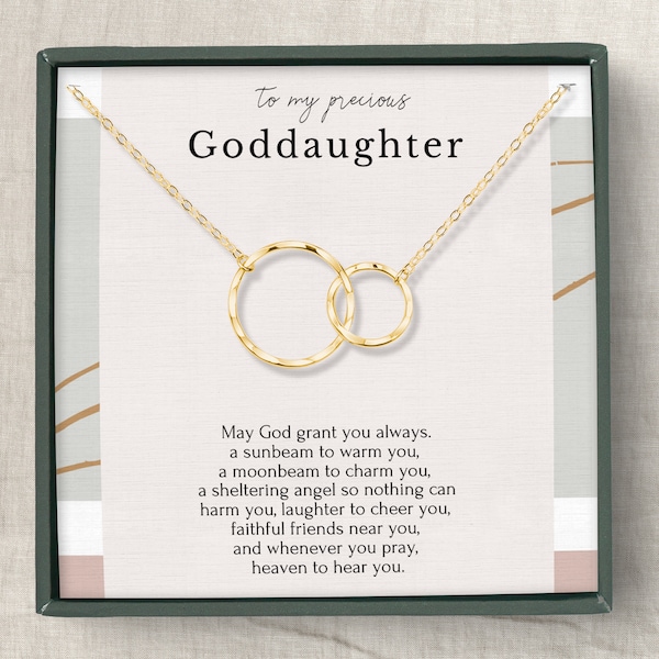 Goddaughter necklace, Goddaughter Gifts from Godmother, Sterling silver  Interlocking circles necklace