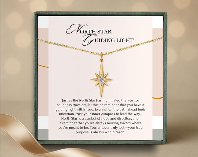 North Star Necklace Gift for her •  Sentimental Inspirational Jewelry • Gift for Daughter • Sterling Silver Gold