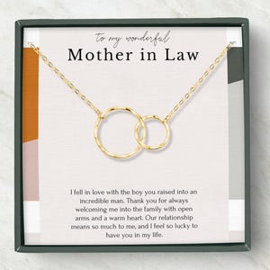 Mother in Law necklace wedding gift from bride, mother in law thank you gift from bride, double circle necklace, dainty silver