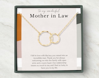 Mother in Law necklace wedding gift from bride, mother in law thank you gift from bride, double circle necklace, dainty silver