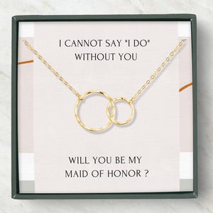 Caja de regalo para propuesta de dama de honor de la novia, delicado collar de círculos entrelazados para dama de honor, regalo de joyería para fiesta de bodas para ella