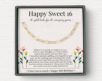 Sweet 16 necklace, 16th birthday gifts for girls, Sweet Sixteen Gifts, 16 rings for 16 years,  necklace