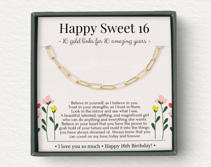 Sweet 16 necklace, 16th birthday gifts for girls, Sweet Sixteen Gifts, 16 rings for 16 years,  necklace