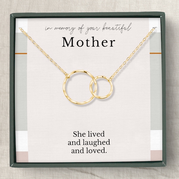 Loss of Mother gift necklace, Sympathy gift loss of Mother, Mother remembrance, Eternity Circles necklace  or Sterling Silver