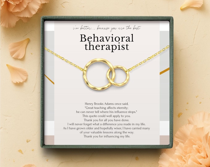 Behavioral Therapist Appreciation Gifts | Thank You Necklace Gift with Message Card | Behavioral Therapy Farewell Present | Retirement Gift