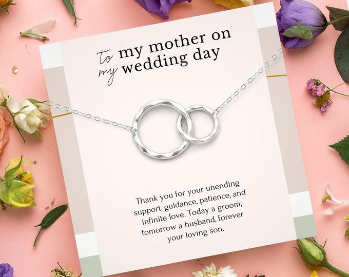 Gift for Mom on Wedding day from son daughter set Necklace with message card meaningful Gift for Mom on wedding day